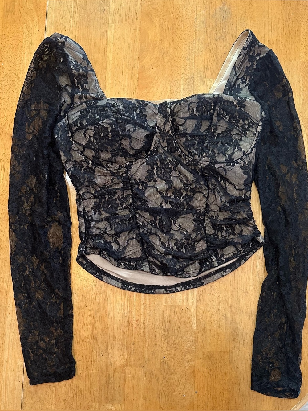 Rue21 Black Lace Bustier Long-Sleeve Top